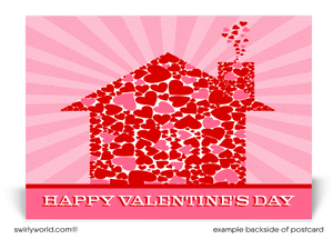 Home Sweet Home house made of hearts Valentine's Day postcard digital download.