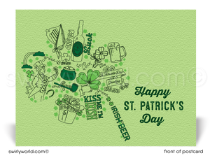 Lucky shamrocks vintage style Irish happy St. Patrick's Day postcards for business marketing.