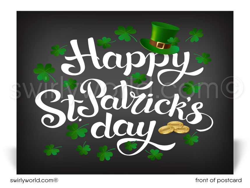 Client Business Leprechaun Green Shamrocks Happy St. Patrick's Day Postcards