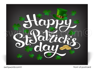 Client Business Leprechaun Green Shamrocks Happy St. Patrick's Day Postcards