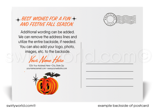 Mid-Century 1940s-1950s Vintage Retro Printed Scarecrow "Happy Halloween" Postcards