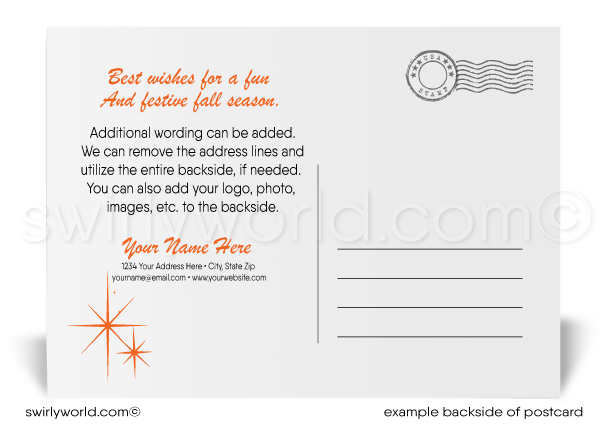 Cool Black and Orange Happy Halloween Postcards for Business Professionals.