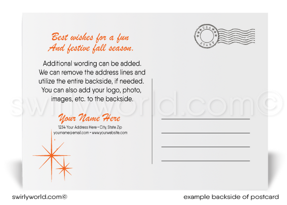 Cool Black and Orange Happy Halloween Postcards for Business Professionals.