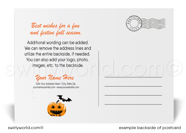 Unique Fall Season Printed "Happy Halloween" Postcards for Business Customers