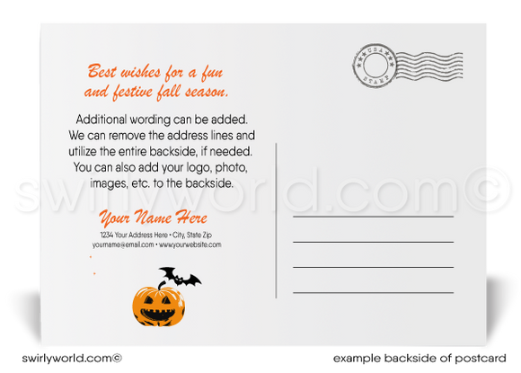 Unique Fall Season Printed "Happy Halloween" Postcards for Business Customers