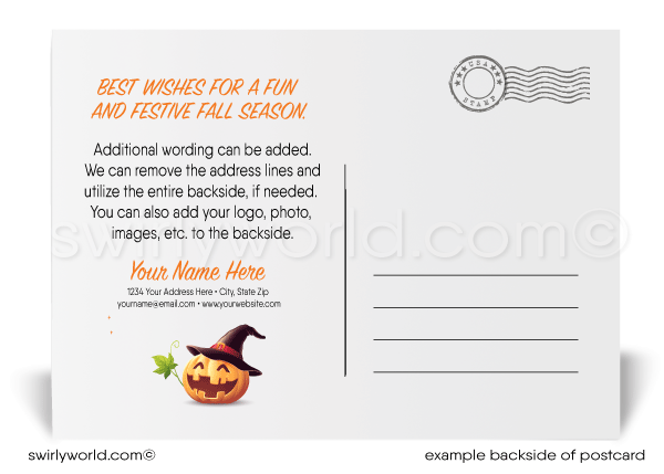 Professional Business Corporate Printed Happy Halloween Client Customer Postcards