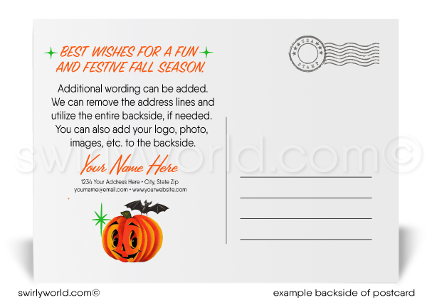 Mid-century 1940's-1950's Vintage Cat Retro Printed Happy Halloween Postcards