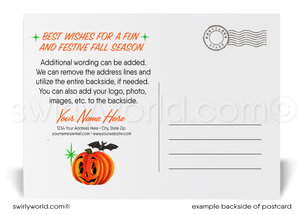 Mid-century 1940's-1950's Vintage Cat Retro Printed Happy Halloween Postcards