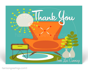 retro modern orange chair mid-century living room design