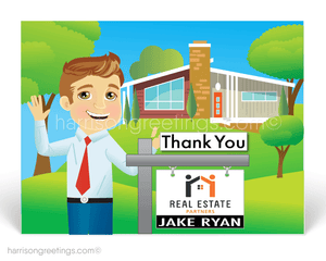 Retro Modern Thank You Postcards for Realtors