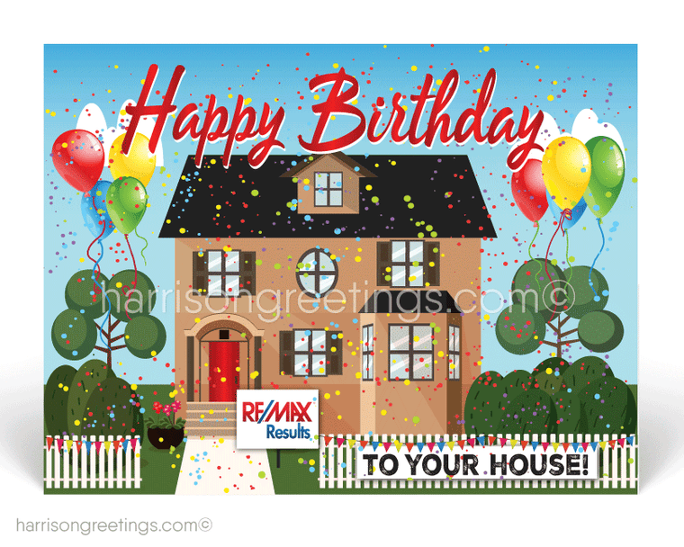 happy birthday to your house. happy home anniversary postcards