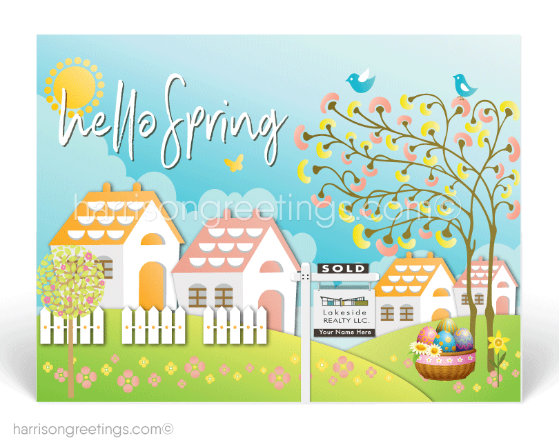 Happy Spring Easter Postcards for Realtors - swirly-world-design