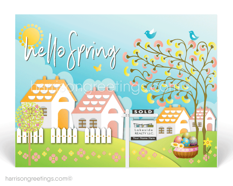springtime happy Easter postcards for Realtors 