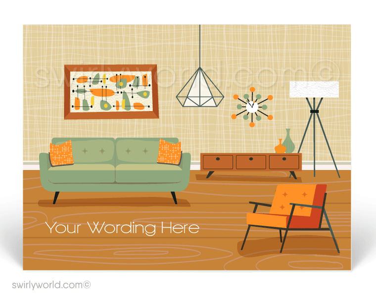 Retro Atomic Ranch  Mid-Century Modern Living Room  Eichler Home Postcards