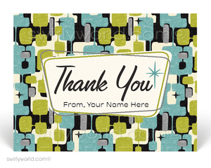 mid-century retro modern atomic 1950's pattern note cards