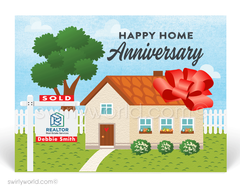 Spanish Ranch Home Happy House Anniversary Postcards for Realtors®