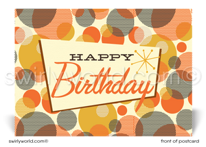 Retro Atomic Modern Orange Dots Mid-Century Modern Pattern on Postcards