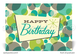 Retro Atomic Modern Blue Dots Mid-Century Modern Pattern on Postcards