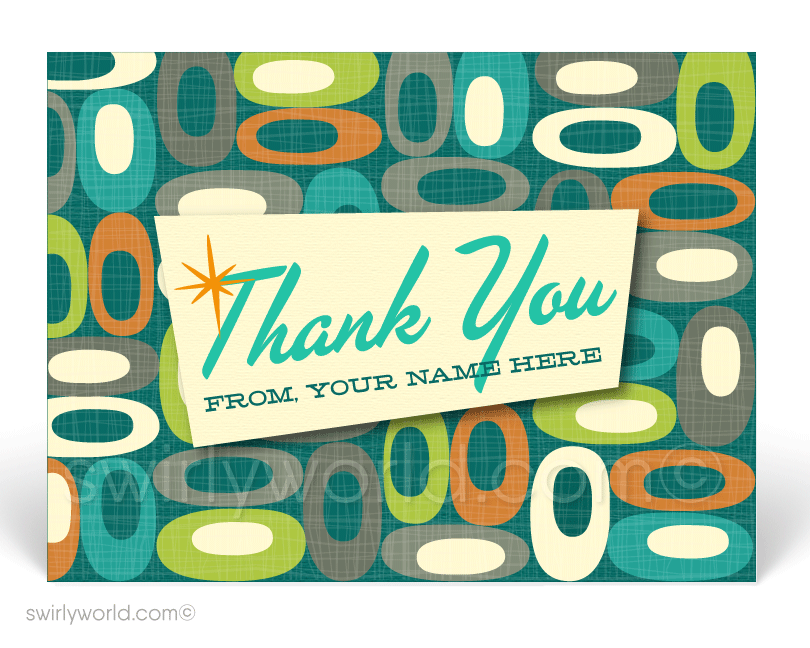1950's Retro Mid-Century Modern Shapes Design Thank You Postcards