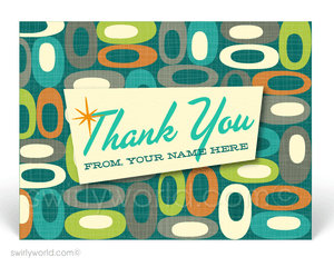 1950's Retro Mid-Century Modern Shapes Design Thank You Postcards