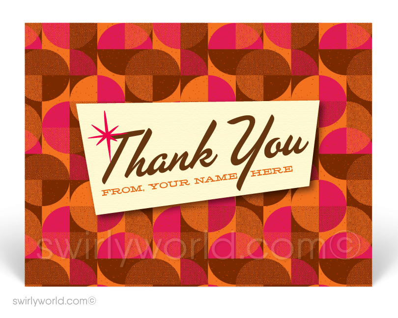 1960's Retro Mid-Century Modern Shapes Design Thank You Postcards