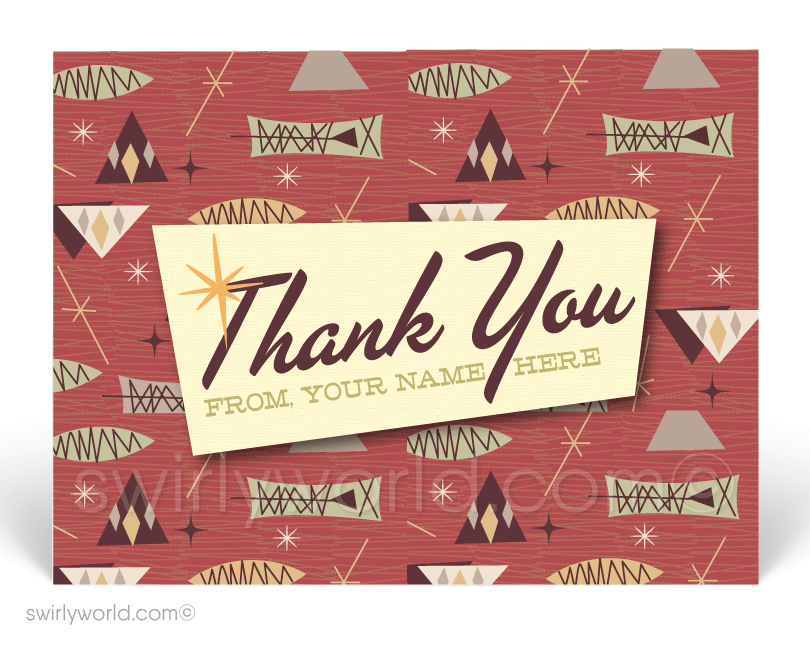 1950's Retro Mod Tiki Mid-Century Modern Design Pattern on Postcards