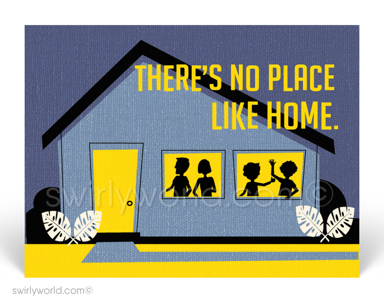 There's No Place Like Home Retro Modern House Design Postcards for Realtors. Welcome Home
