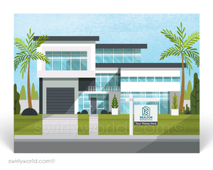 Contemporary Modern White Beach House Postcard Marketing for Realtors