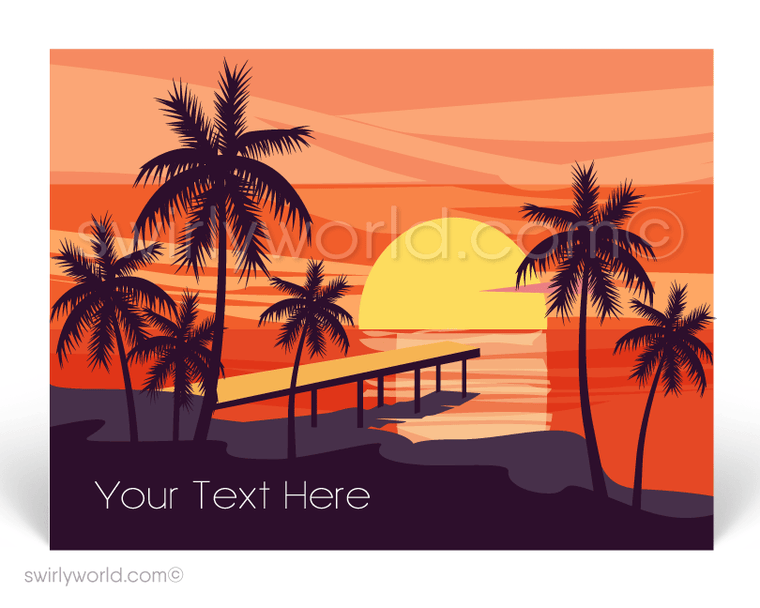 Gorgeous Sunset Pier on Beach Prospecting Postcards for Realtors