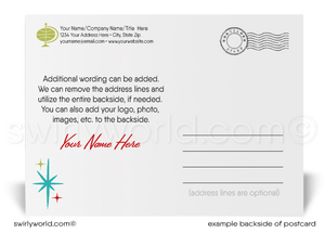 Retro Mid-Century Modern Home Interior Christmas Holiday Postcards