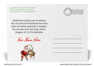 Vintage Santa and Reindeer Retro Mid-Century Modern Christmas Holiday Postcards