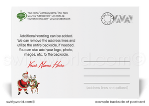 Retro Mid-Century Modern Old Fashioned Santa Claus Merry Christmas Holiday Postcards for Business