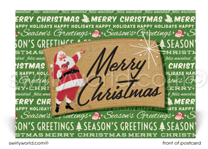 Retro Mid-Century Modern Old Fashioned Santa Claus Merry Christmas Holiday Postcards for Business.