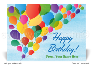 Colorful Retro Modern Balloons Happy Birthday Postcards