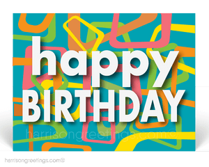 Retro Modern Happy Birthday Postcards for Clients
