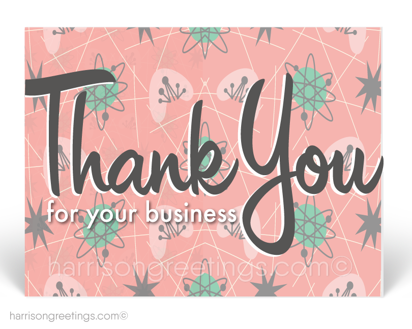 Atomic Mid Century Modern Thank You Postcards for Business