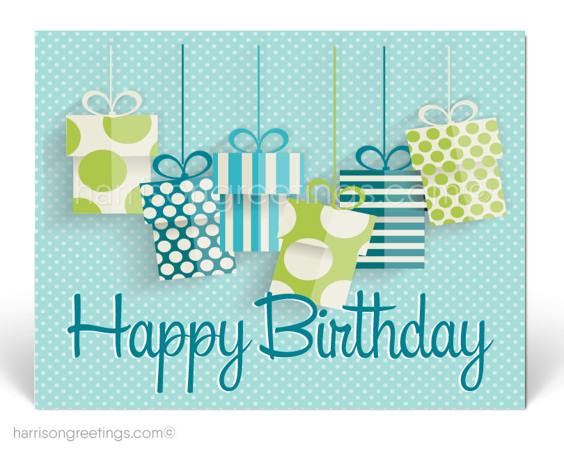 Retro Modern Gift Packages Happy Birthday Postcards