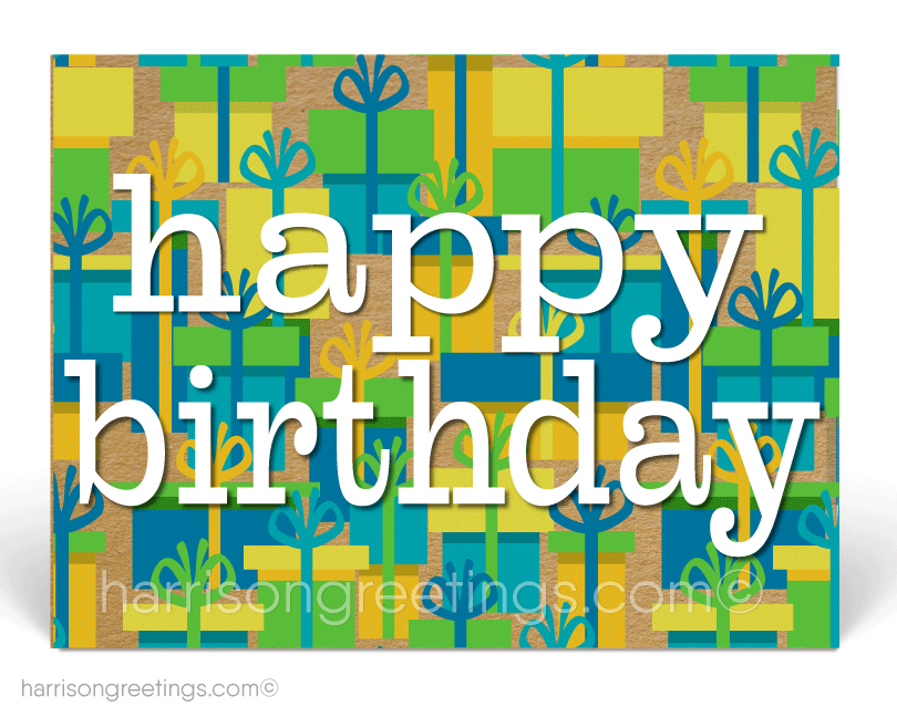 Retro Modern Happy Birthday Postcards for Customers