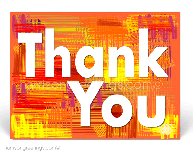 Orange Retro Thank You Postcards for Business