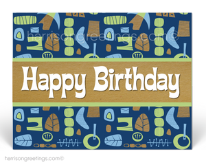 Retro Tiki Happy Birthday Client Postcards
