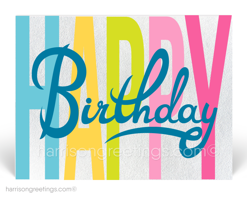 Modern Retro Happy Birthday Postcards for Customers