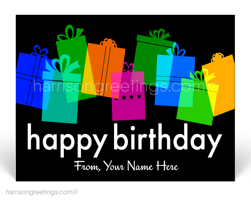 Retro Modern Happy Birthday Postcards for Business
