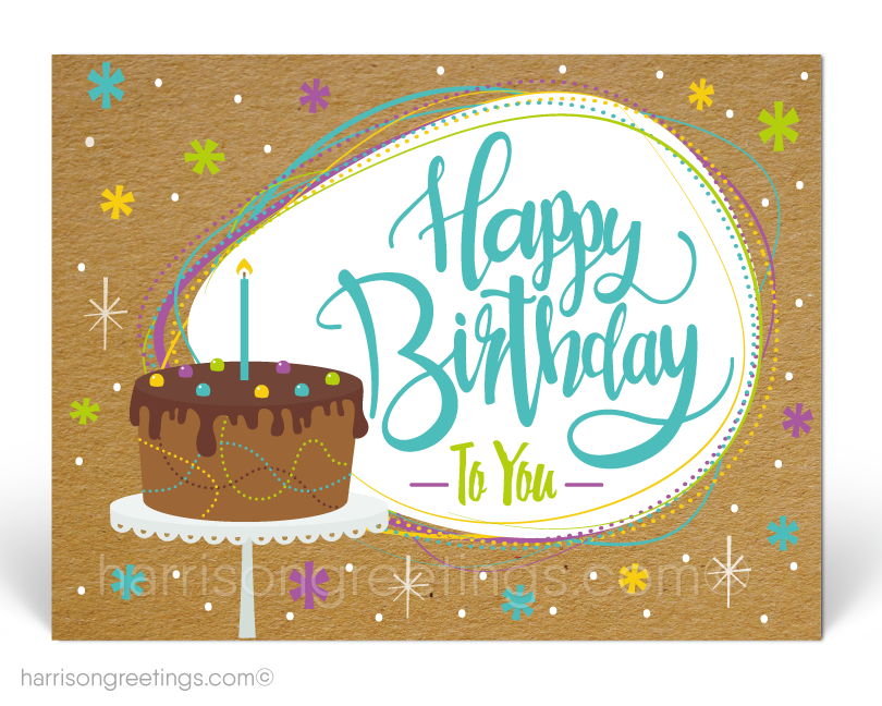 Retro Happy Birthday Client Postcards