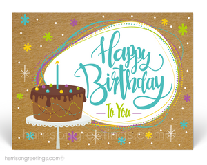 Retro Happy Birthday Client Postcards