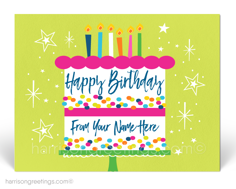 Modern Retro Happy Birthday Client Postcards