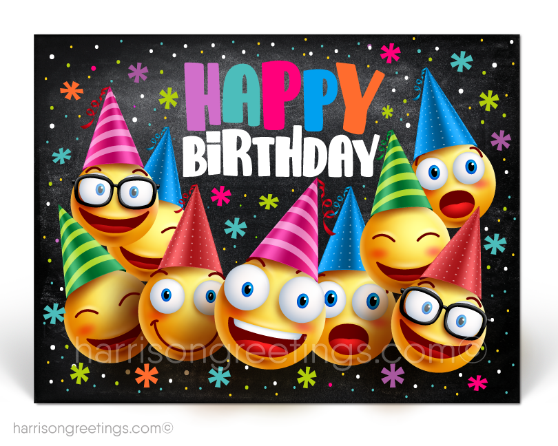 Emoji Happy Birthday Client Postcards
