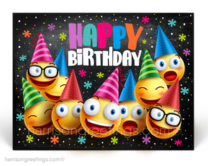 Emoji Happy Birthday Client Postcards