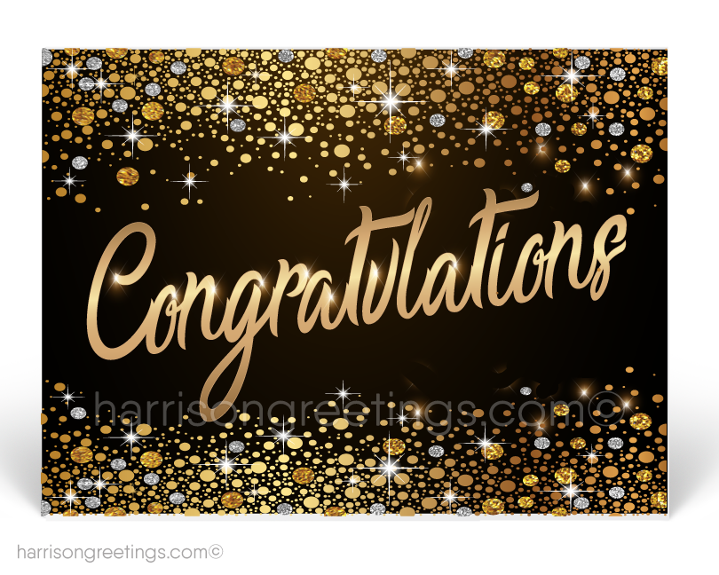 Congratulatory Congrats Postcards Black and Gold