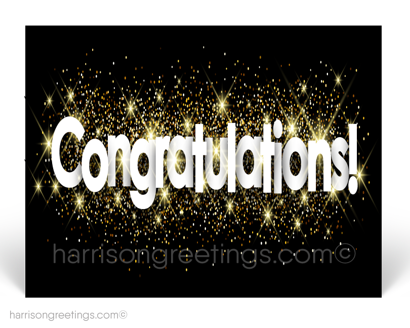 Congratulatory Congrats Postcards Black and Gold