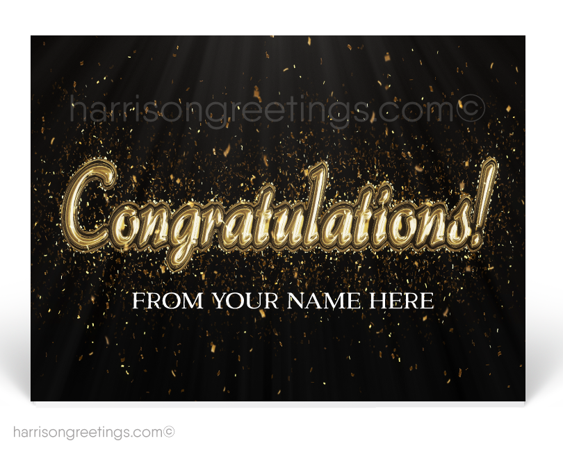 Congratulatons Congrats Postcards Black and Gold
